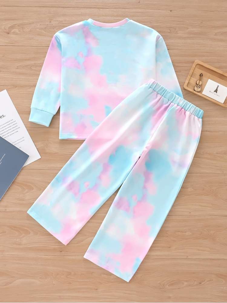 Stacey B's Tie Dye Crewneck Loose Girl Clothing Sets