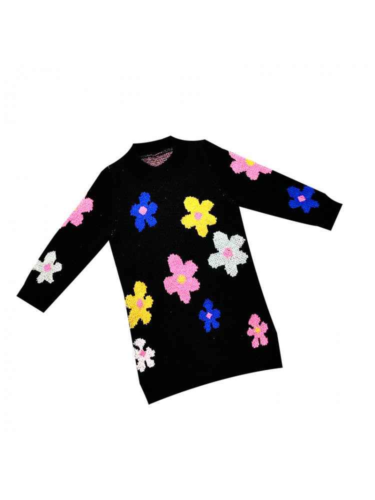 Stacey B's Colorblock Floral Knitted Sweater Dress