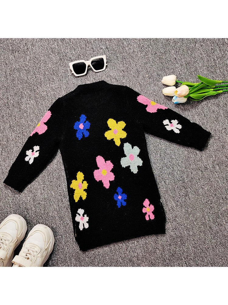 Stacey B's Colorblock Floral Knitted Sweater Dress