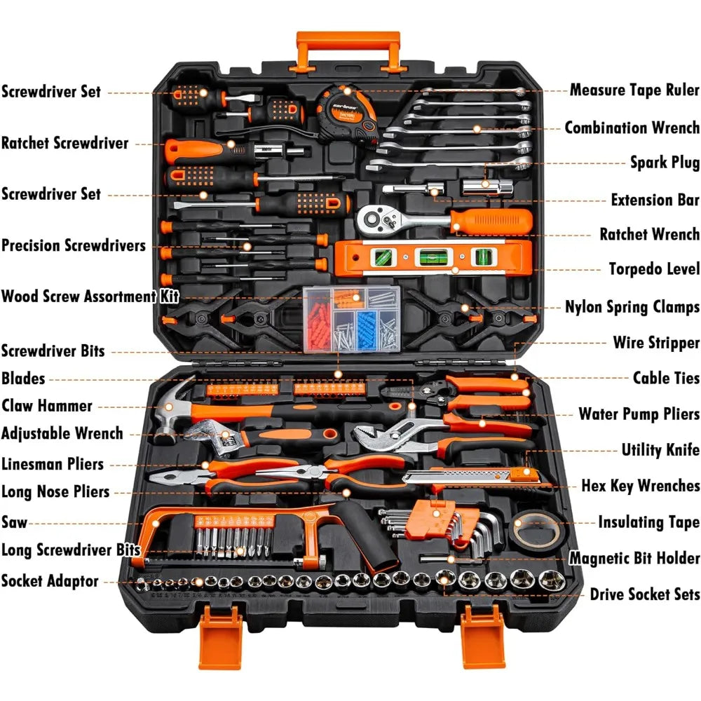 Stacey B's Cartman 238 Piece Socket Wrench Auto Repair Tool Combination Package Mixed General Household Hand Tool Set Tool Kit with Plastic