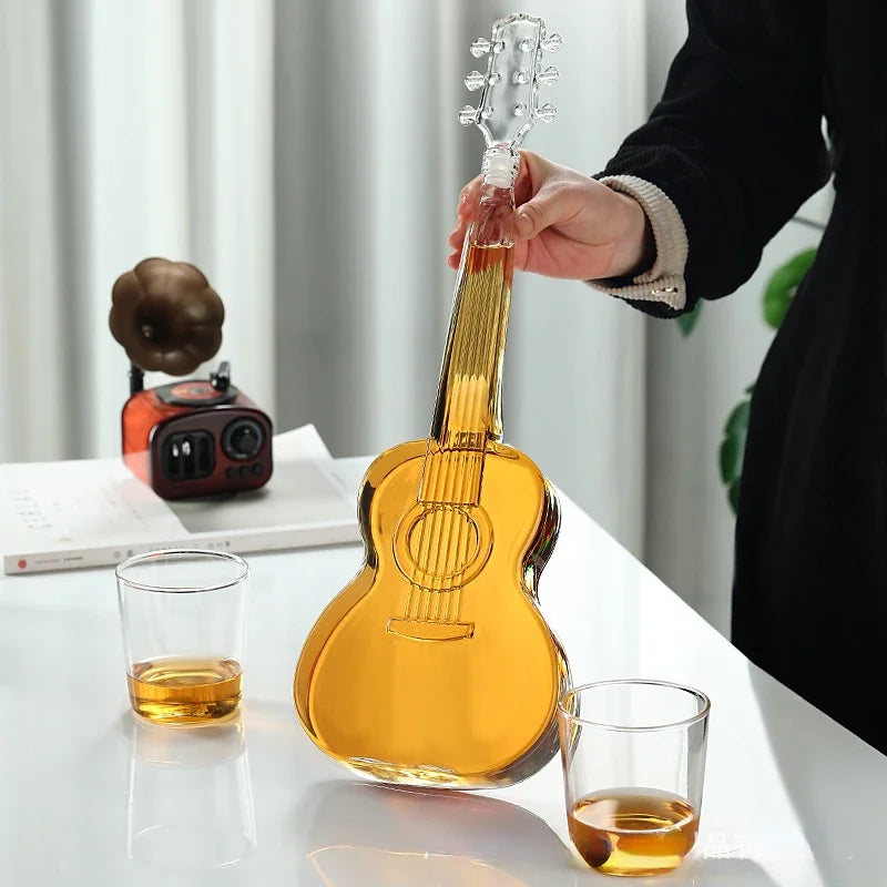 Stacey B's Father's Day Gift High Borosilicate Glass Wine Bottle Guitar Violin Decanter Wine Set Thickened Transparent Craft Decanter Bottle Decoration