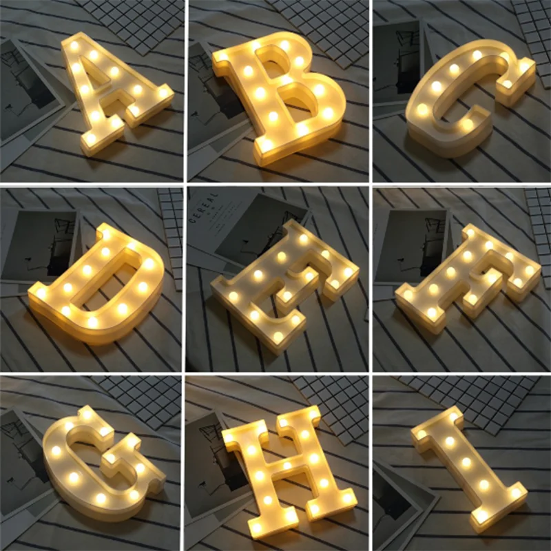 Stacey B's 26 Letter LED Lights Luminous Alphabet Letters Lamp Ambience Battery Night Light Christmas Wedding Birthday Party Decoration