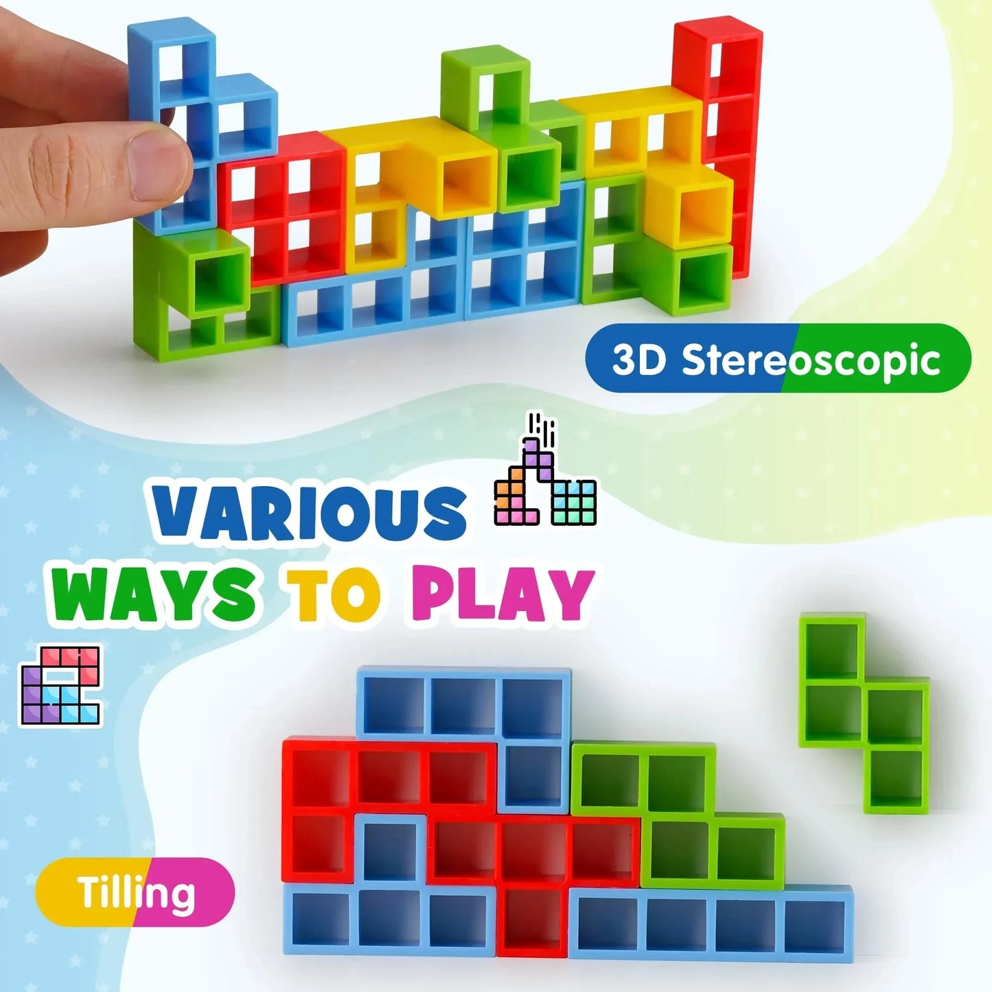 Stacey B's 48 Blocks Building Blocks Toy Сhildren Balance Stacking Board Bricks Russian Building Blocks Montessori Toys For Family Parties