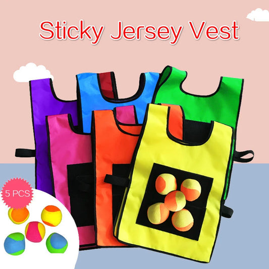 Stacey B's Outdoor Sport Game Props Vest Sticky Jersey Vest Game Vest Waistcoat With Sticky Ball Throwing Toys For Children Kids Sports Toy