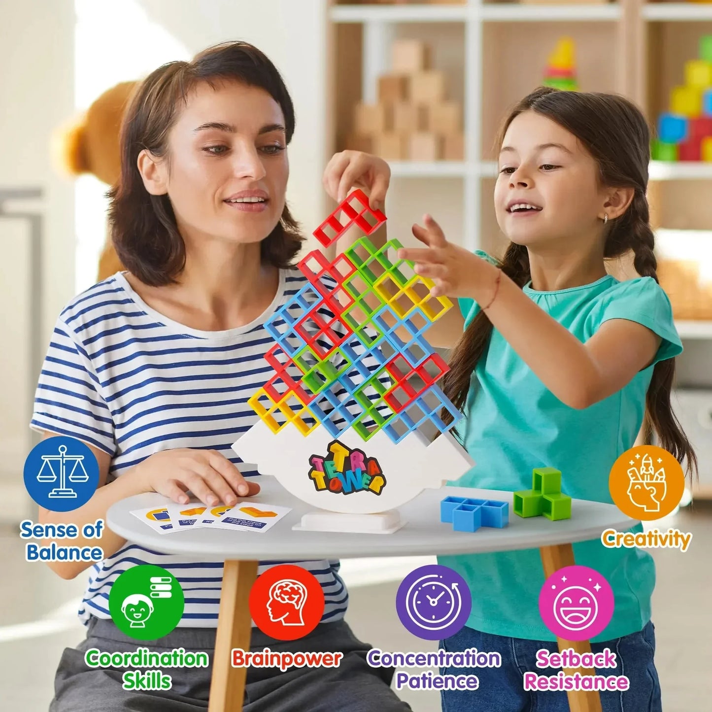 Stacey B's 48 Blocks Building Blocks Toy Сhildren Balance Stacking Board Bricks Russian Building Blocks Montessori Toys For Family Parties