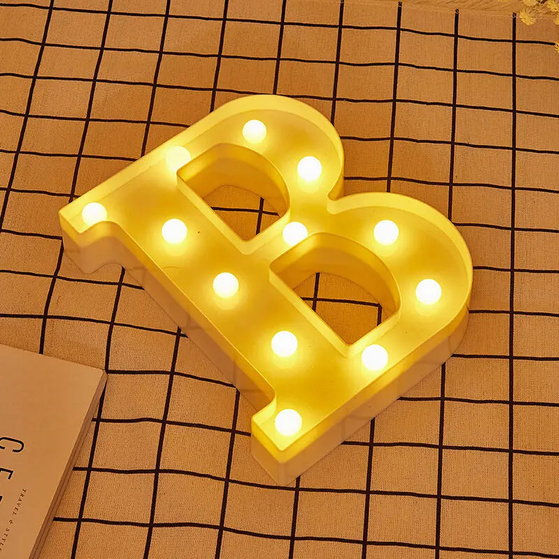 Stacey B's 26 Letter LED Lights Luminous Alphabet Letters Lamp Ambience Battery Night Light Christmas Wedding Birthday Party Decoration