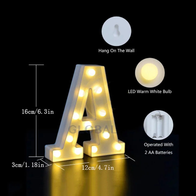 Stacey B's 26 Letter LED Lights Luminous Alphabet Letters Lamp Ambience Battery Night Light Christmas Wedding Birthday Party Decoration