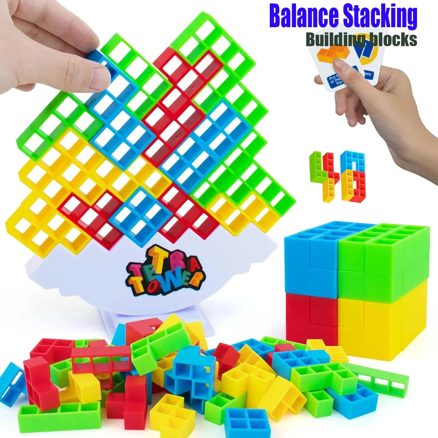 Stacey B's 48 Blocks Building Blocks Toy Сhildren Balance Stacking Board Bricks Russian Building Blocks Montessori Toys For Family Parties