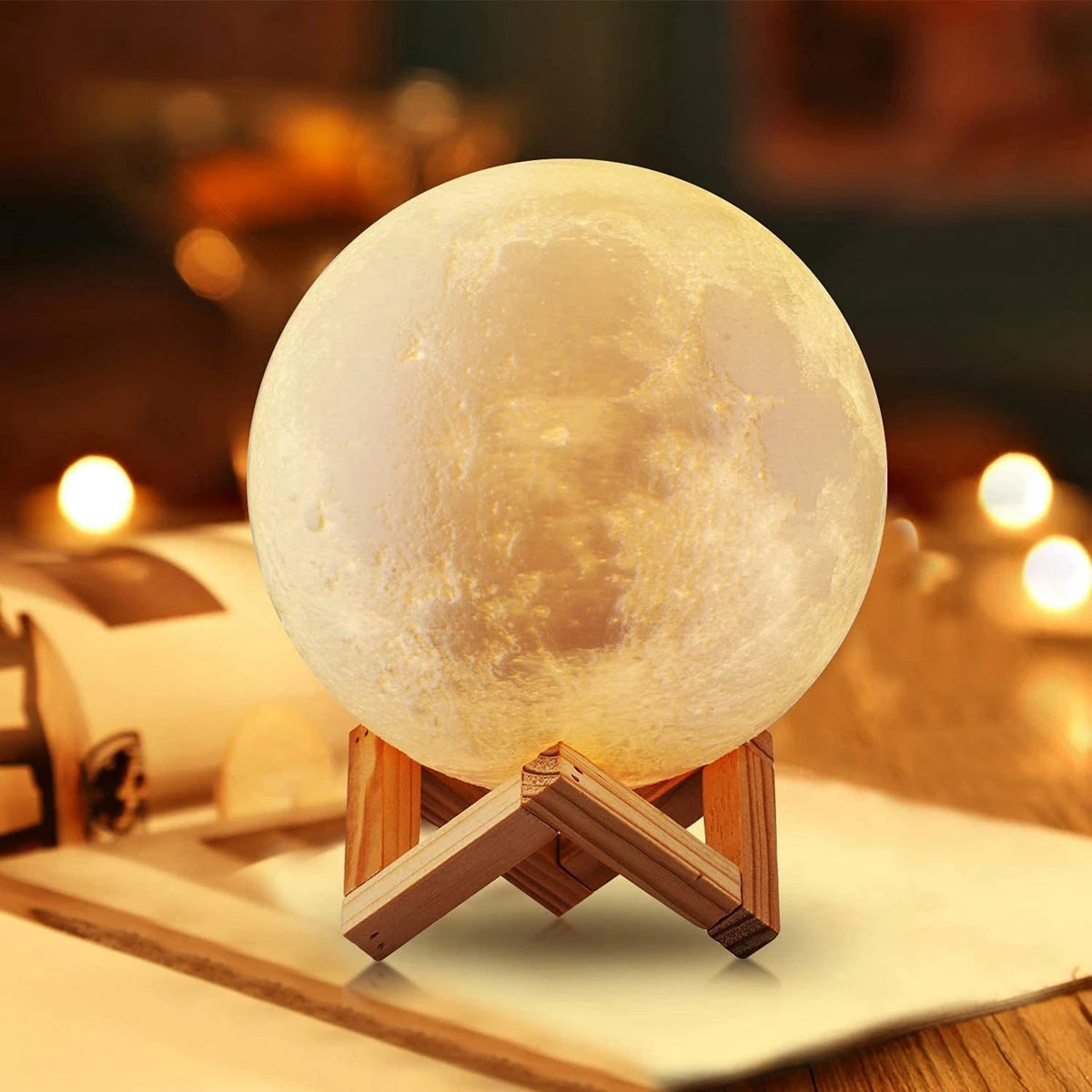 Stacey B's 8cm Moon Lamp LED Night Light Battery Powered With Stand Starry Lamp Bedroom Decor Night Lights Kids Gift Moon Lamp