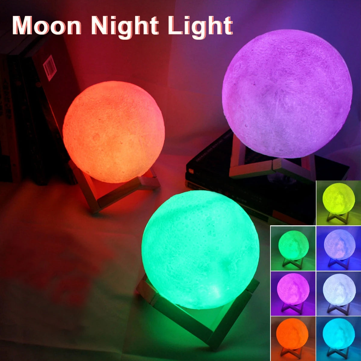 Stacey B's 8cm Moon Lamp LED Night Light Battery Powered With Stand Starry Lamp Bedroom Decor Night Lights Kids Gift Moon Lamp