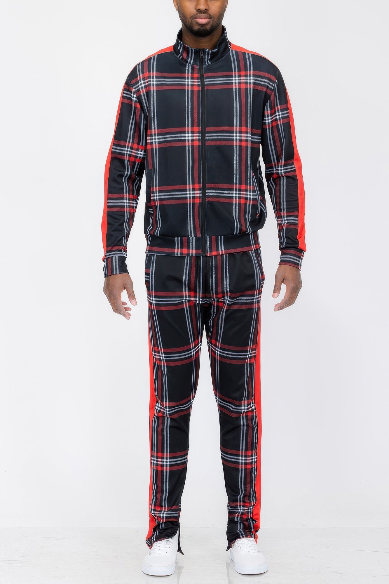 Stacey B's Plaid Checkered Full Zip Track Pants