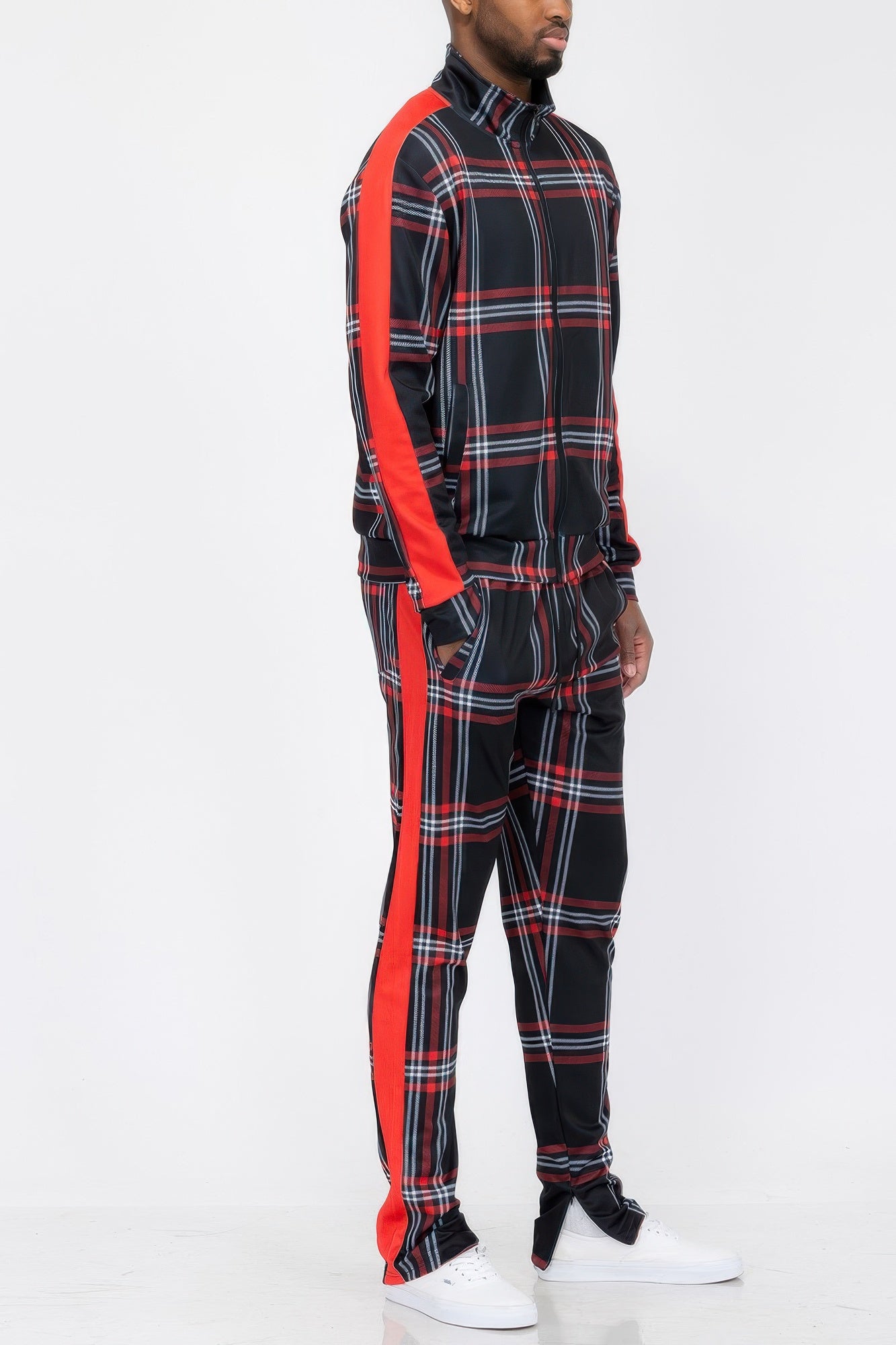 Stacey B's Plaid Checkered Full Zip Track Pants