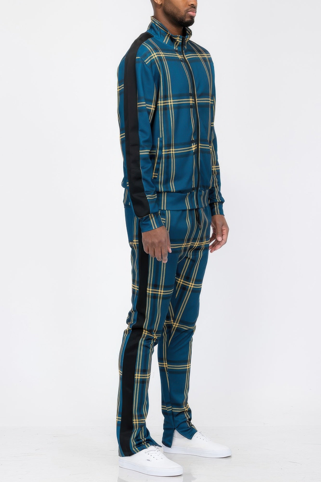 Stacey B's Plaid Checkered Full Zip Track Pants