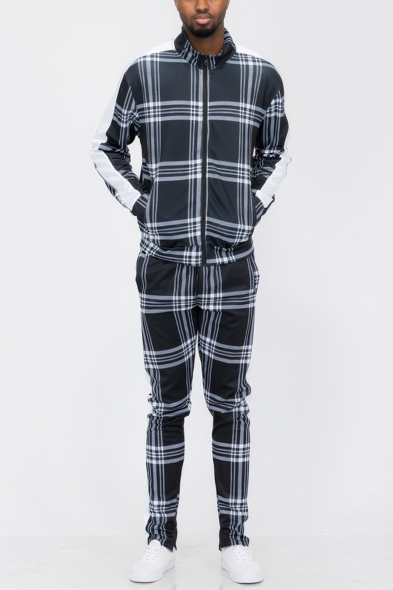 Stacey B's Plaid Checkered Full Zip Track Pants