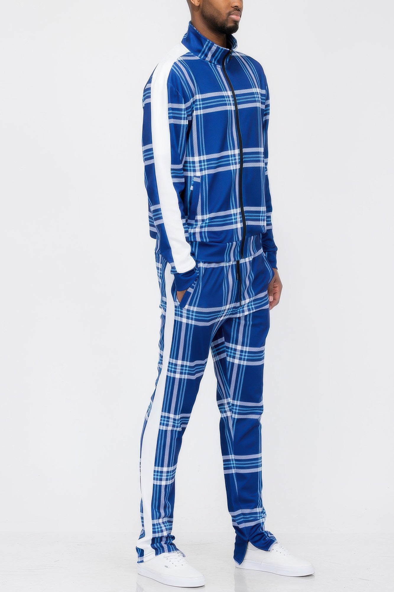 Stacey B's Plaid Checkered Full Zip Track Pants