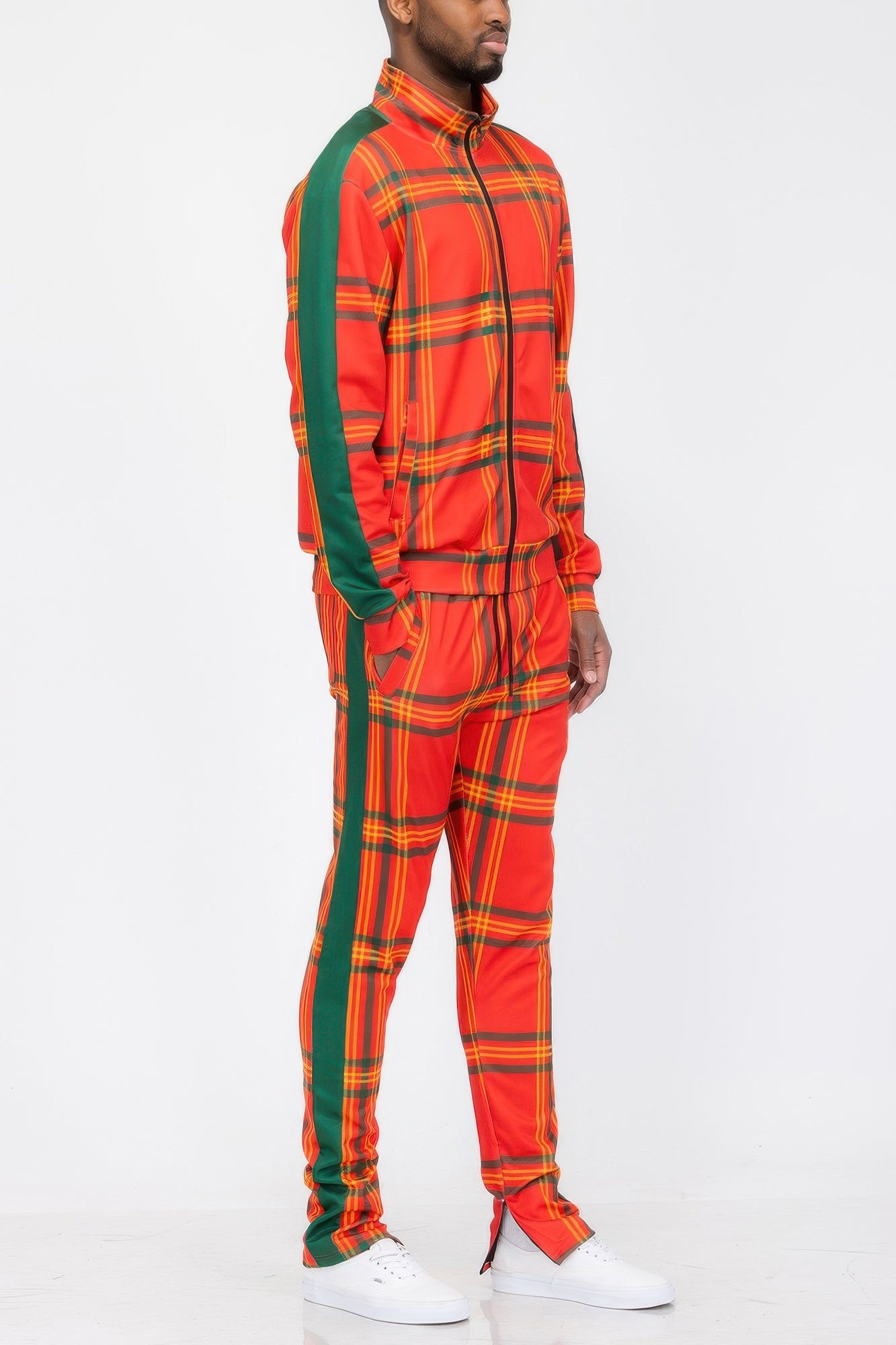 Stacey B's Plaid Checkered Full Zip Track Pants