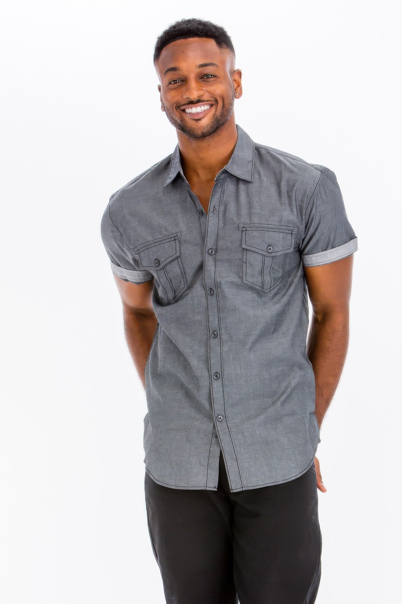 Stacey B's Men's Casual Short Sleeve Two Tone Shirts