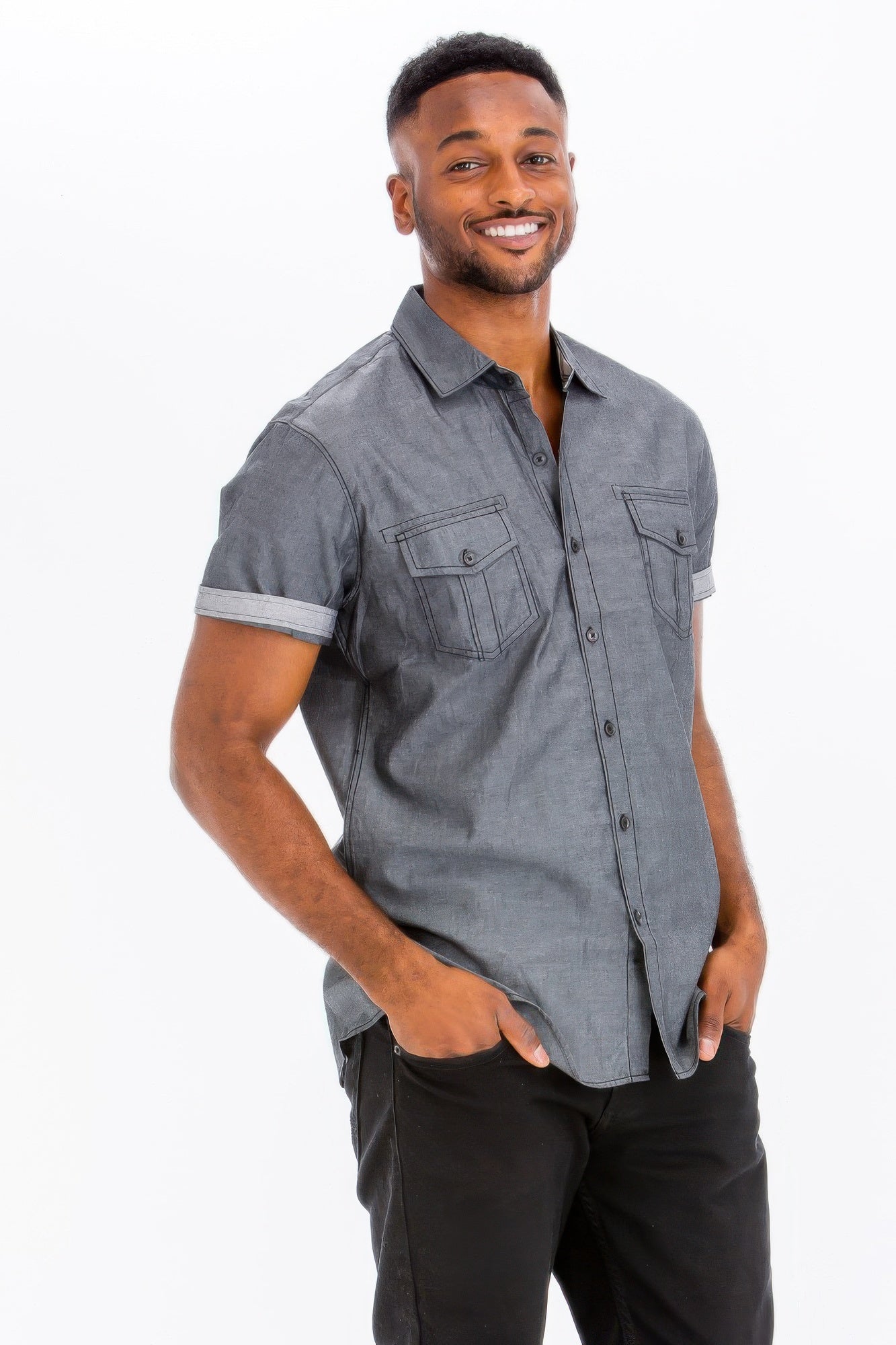 Stacey B's Men's Casual Short Sleeve Two Tone Shirts