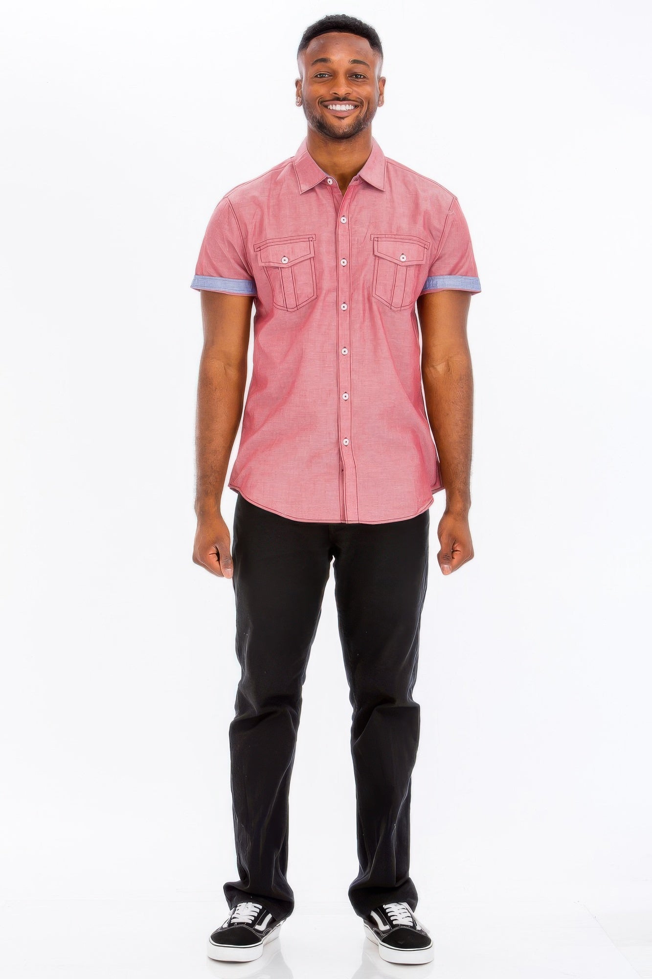 Stacey B's Men's Casual Short Sleeve Two Tone Shirts