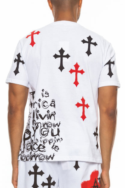 Stacey B's Cotton Print Chome Cross Thirt
