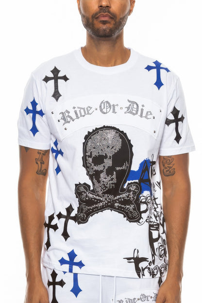 Stacey B's Cotton Print Chome Cross Thirt
