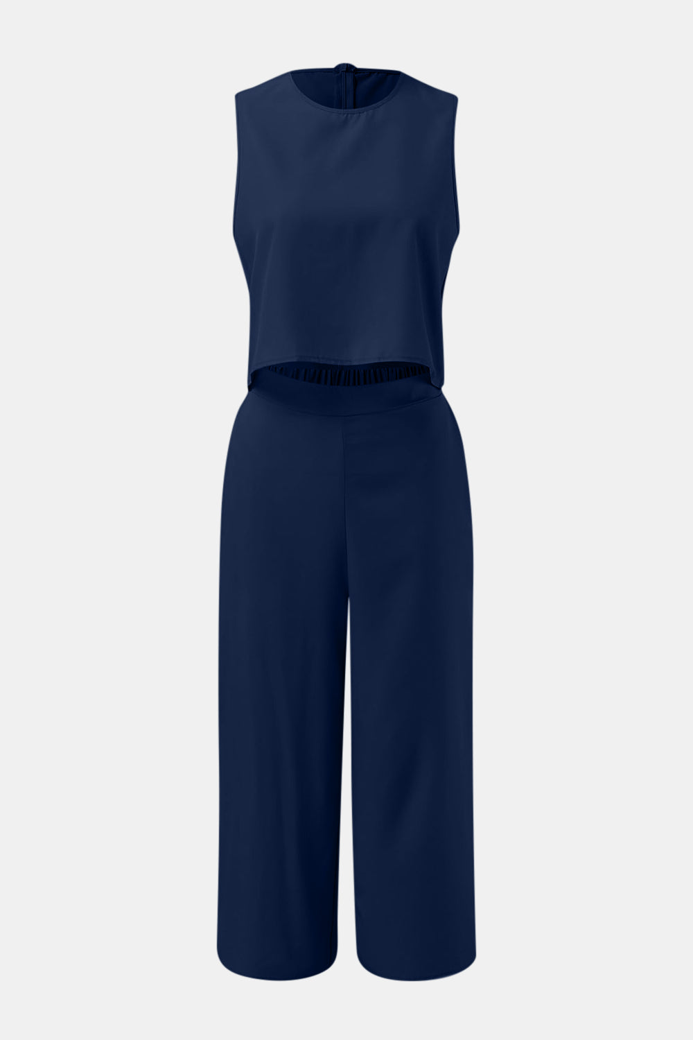 Stacey B's Round Neck Top and Wide Leg Pants Set