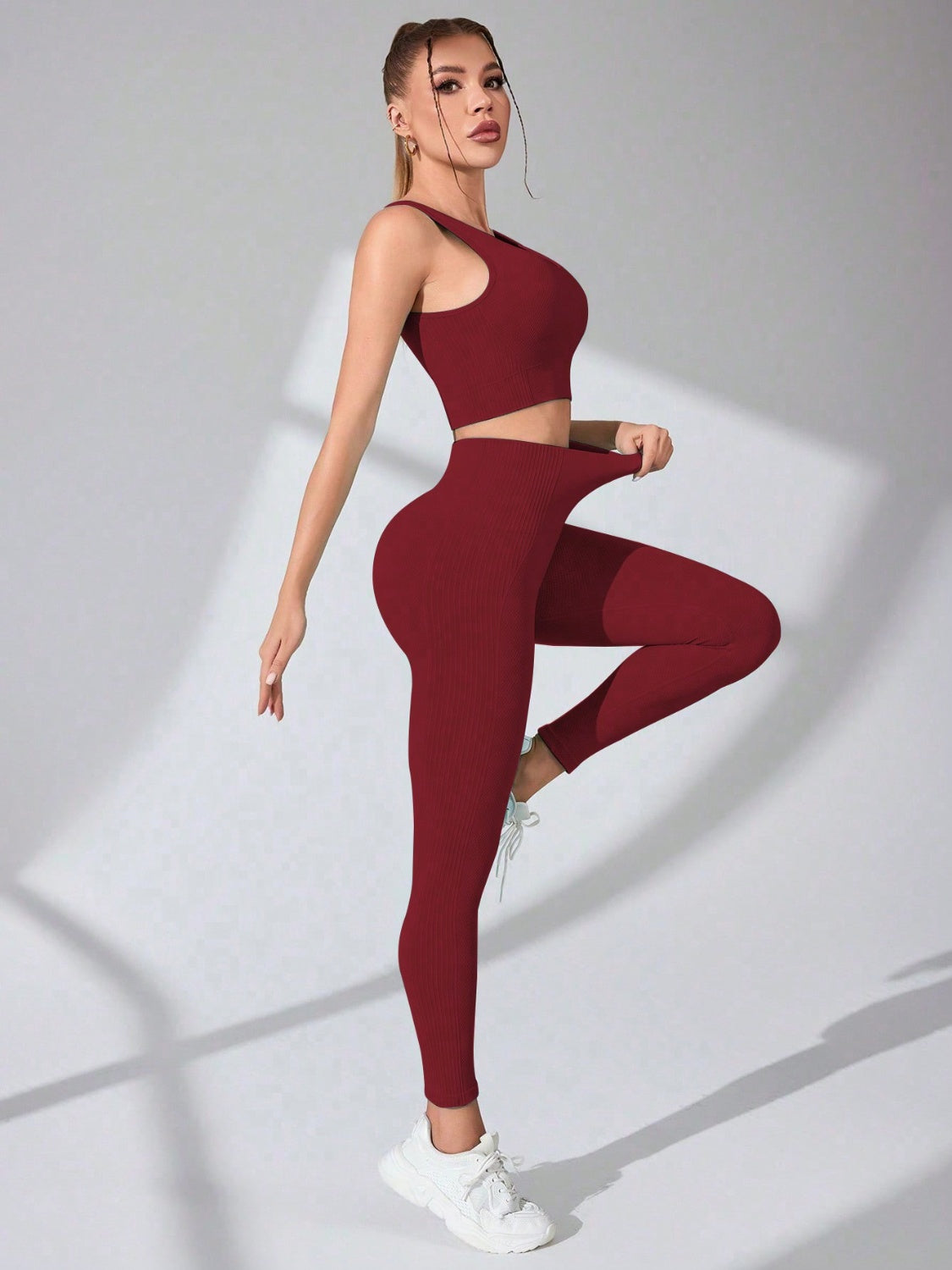 Stacey B's Scoop Neck Wide Strap Top and Pants Active Set