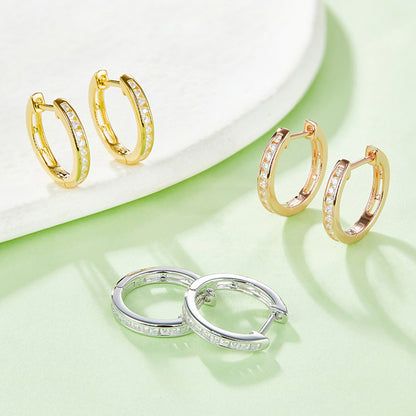 Stacey B's Moissanite 925 Sterling Silver Huggie Earrings