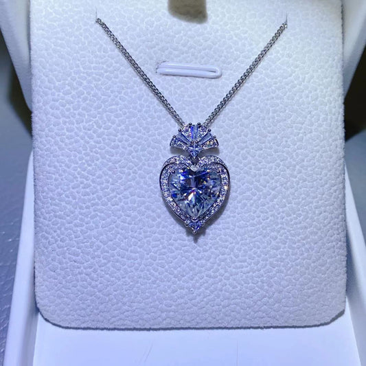 Stacey B's 3 Carat Moissanite 925 Sterling Silver Heart Pendant Necklace