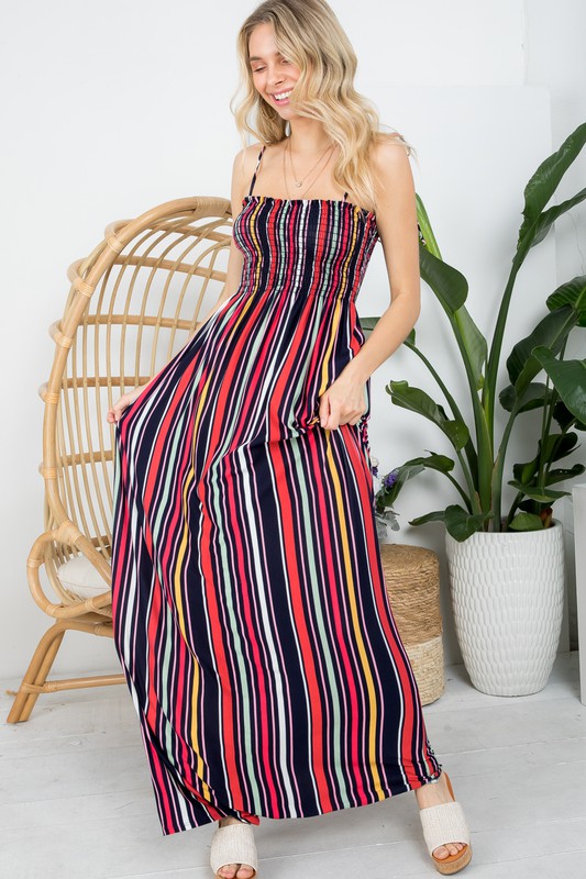 Stacey B's Plus Stripe Smocked Maxi Dress