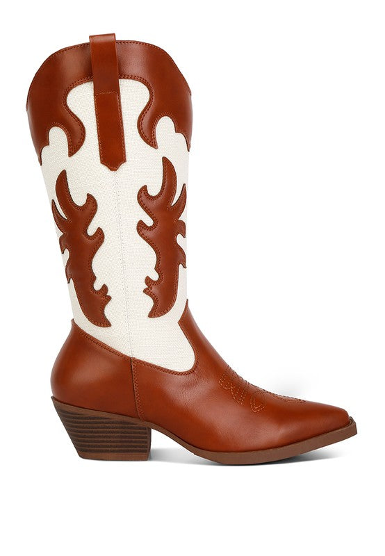 Stacey B's Fallon Faux Leather Patchwork Cowboy Boots