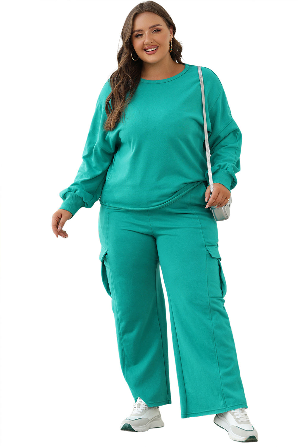 Stacey B's Solid Color Pullover Top and Cargo Pants Set