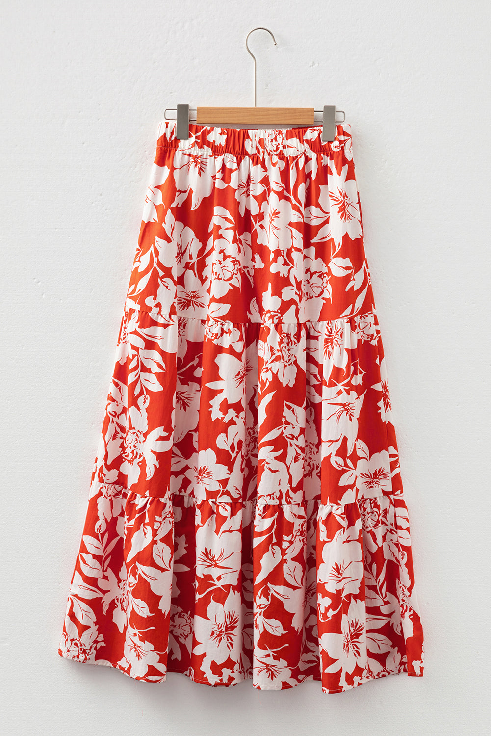 Stacey B's Red High Split Floral Western Cowgirl Maxi Skirt