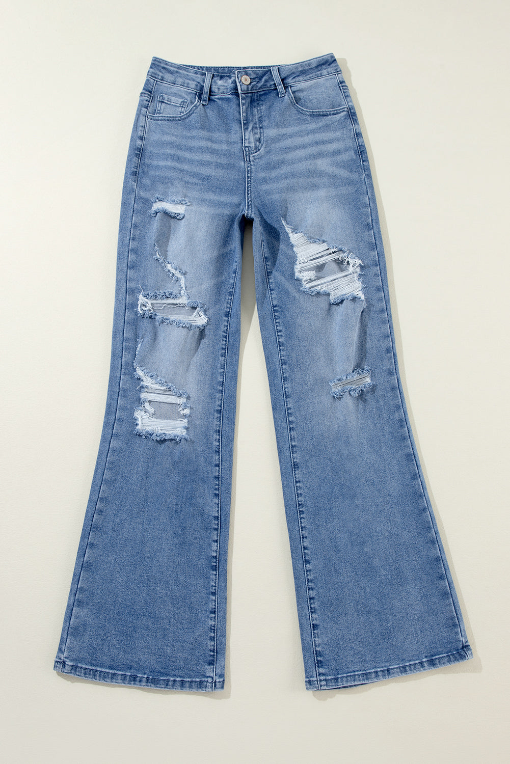 Stacey B's Ashleigh Blue Acid Wash Distressed Wide Leg High Waist Jeans