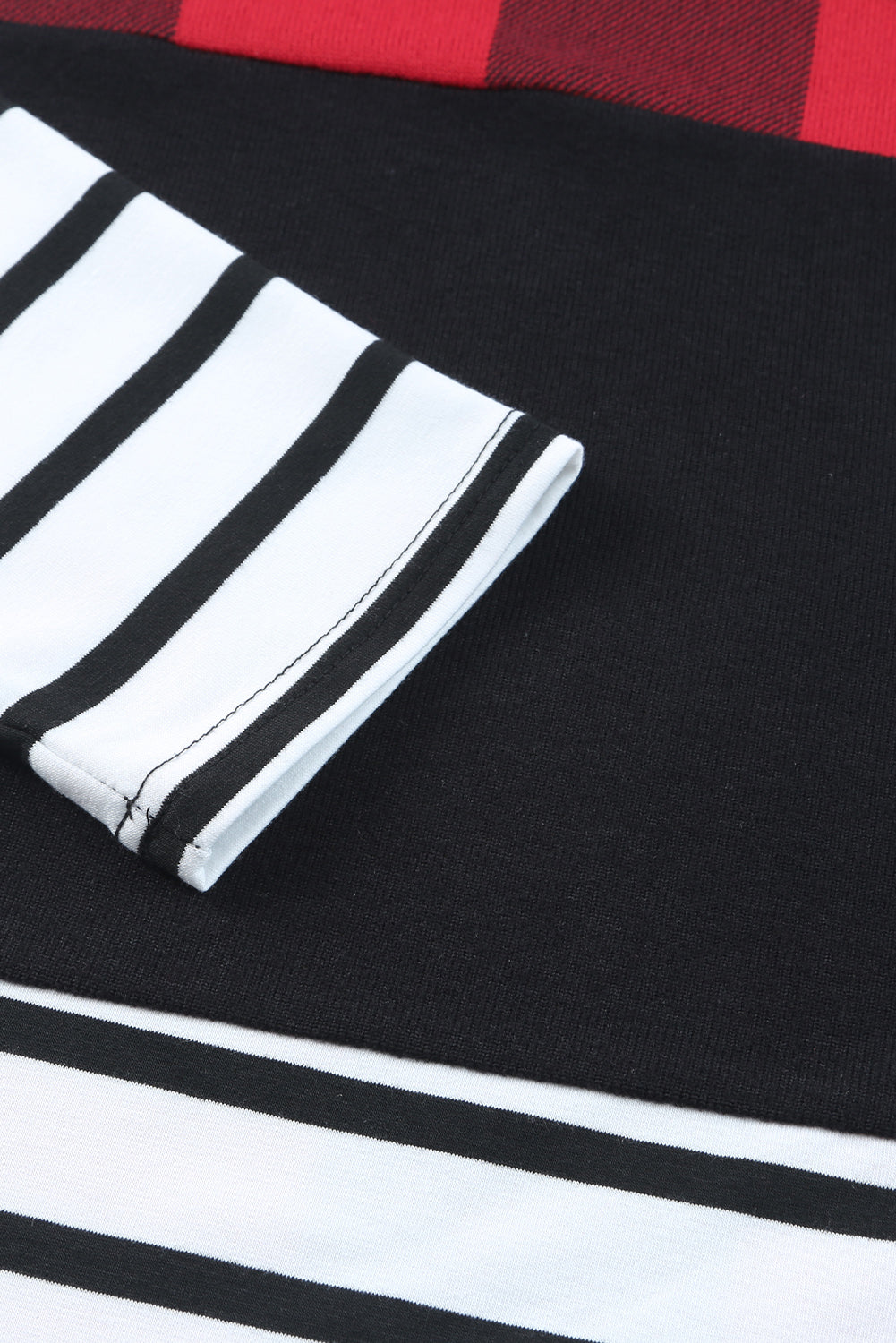 Stacey B's Plaid Print Leopard Splicing Striped Color Block Long Sleeve Top