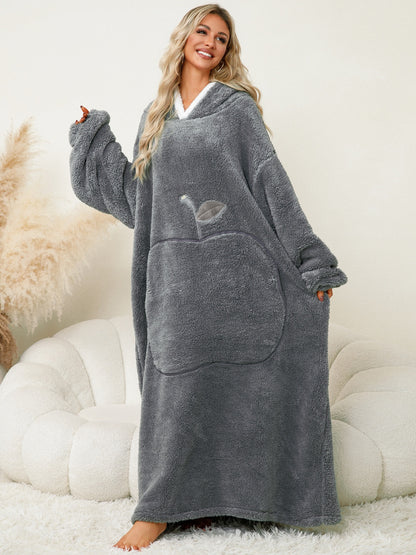 Stacey B's Pocketed Contrast Long Sleeve Hooded Lounge Dress