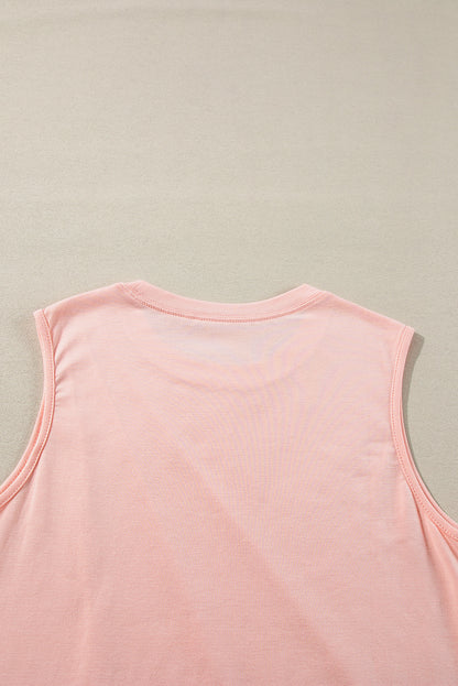 Stacey B's Black Solid Color Crew Neck Pleated Sleeveless Top