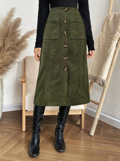 Stacey B's Pocketed Back Elastic Waist Skirt