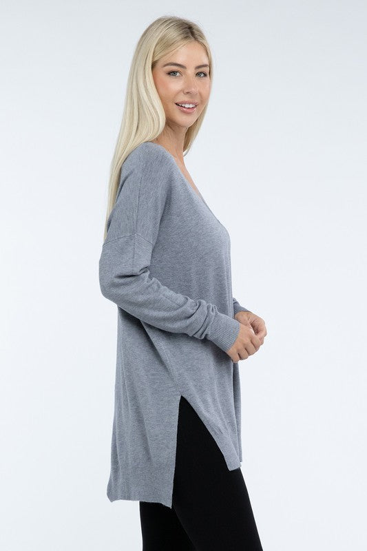 Stacey B's Hi-Low Hem Front Seam Sweater