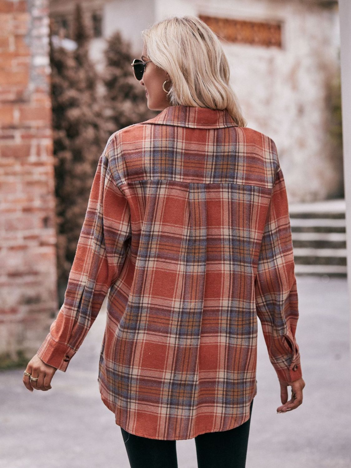 Stacey B's Mandy Plaid Dropped Shoulder Longline Shirt