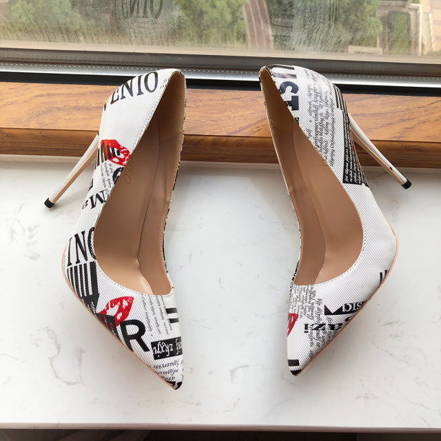 Stacey B's Graphic Print Pointy Toe High Heel Shoes