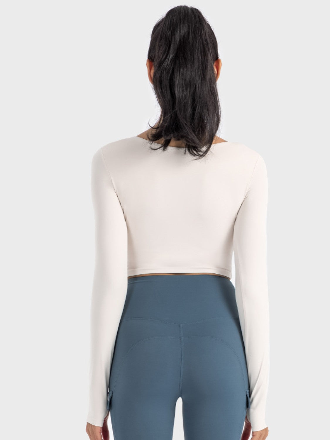 Stacey B's Millennia Ruched Cropped Long Sleeve Sports Top