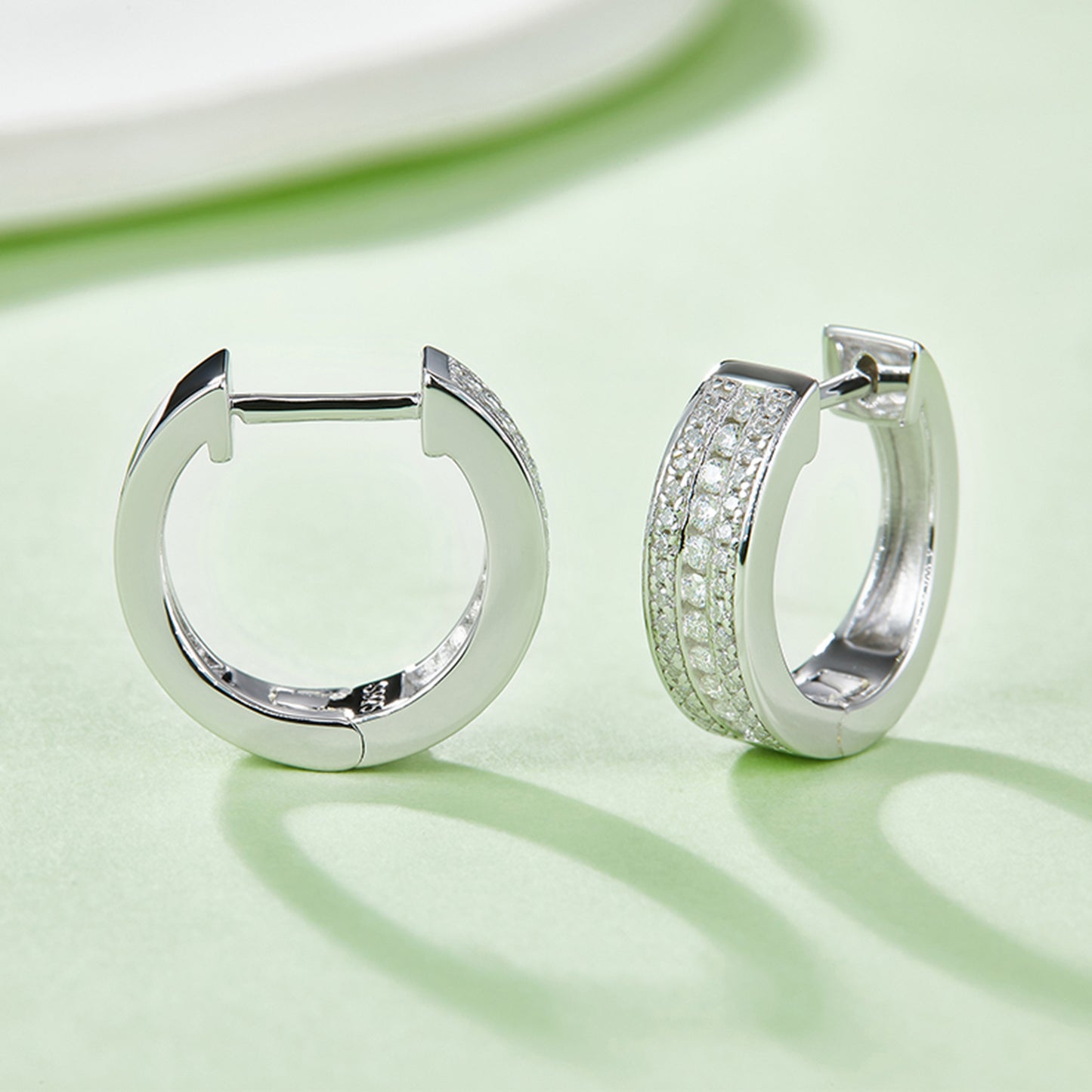 Stacey B's Moissanite 925 Sterling Silver Huggie Earrings