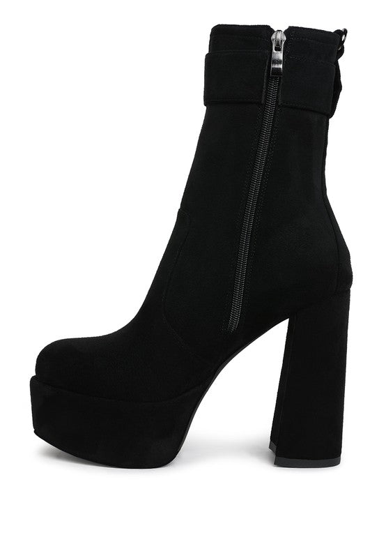 Stacey B's Wanderer Flared Block Heel Mid-Calf Boots