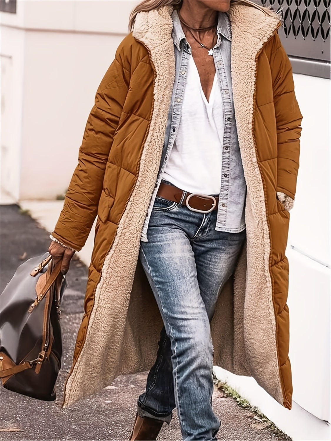 Stacey B's Zip Up Sherpa Hooded Coat