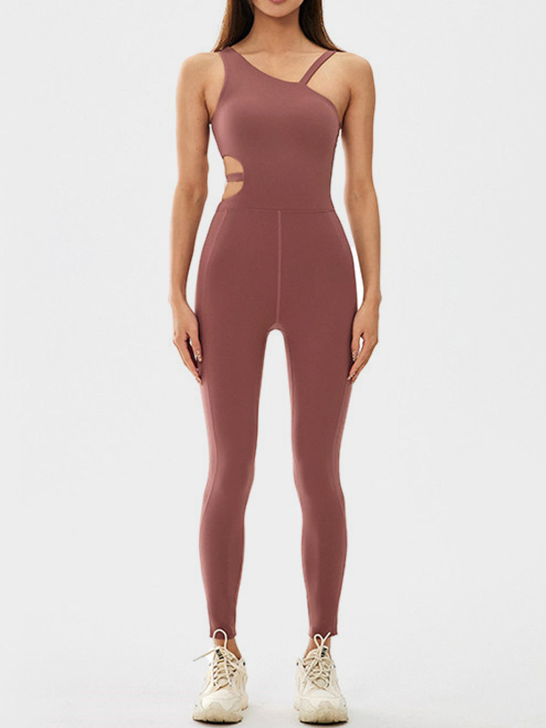 Stacey B's Cutout Asymmetrical Neck Active Jumpsuit