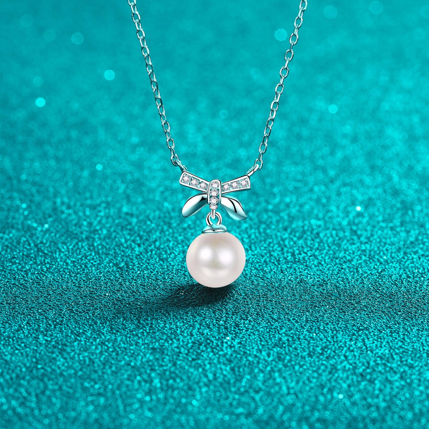 Stacey B's Pearl Pendant Moissanite 925 Sterling Silver Necklace