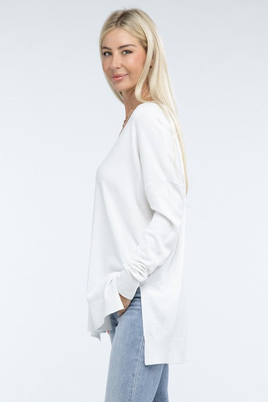 Stacey B's Hi-Low Hem Front Seam Sweater