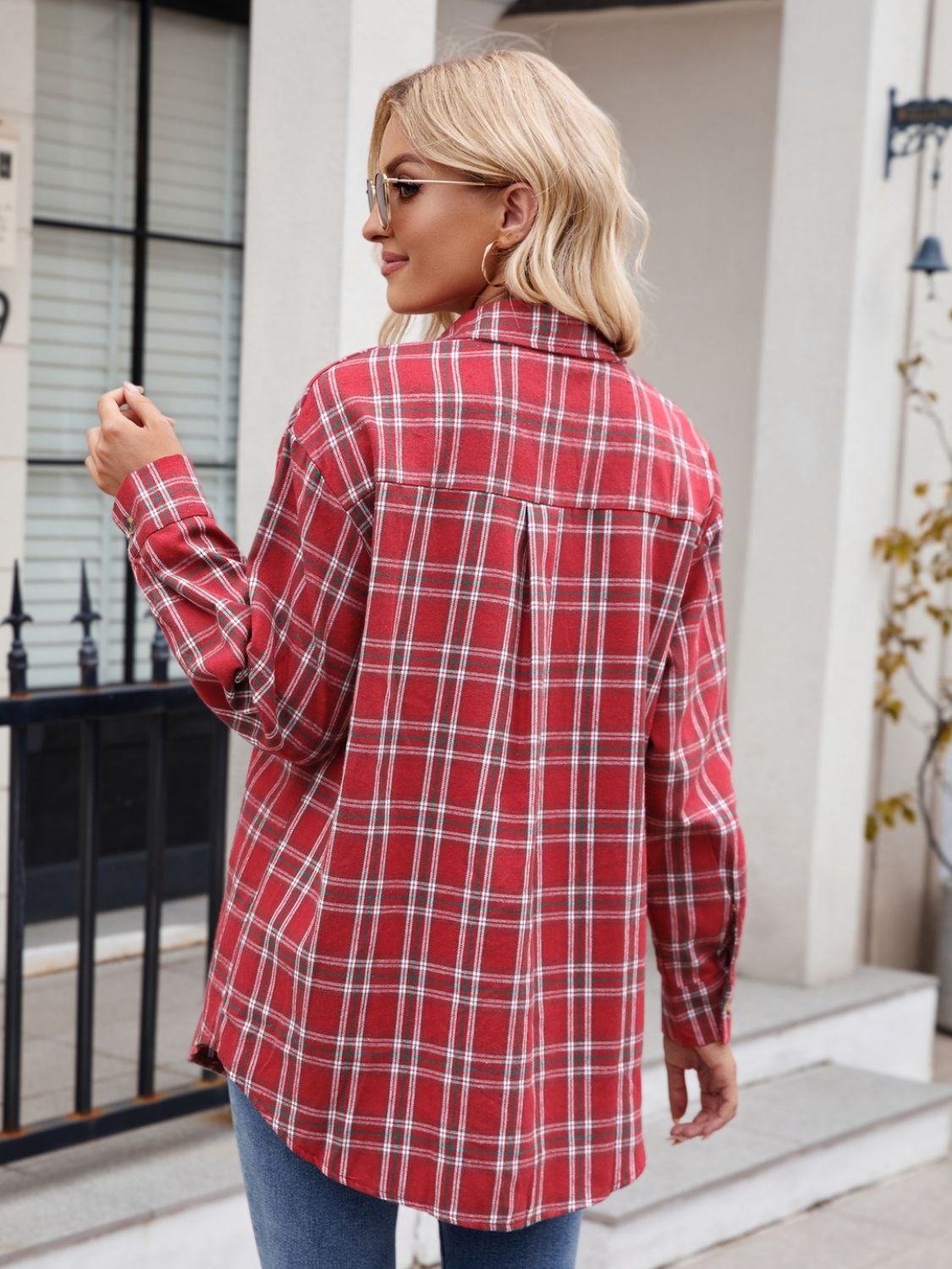 Stacey B's Mandy Plaid Button Up Long Sleeve Shirt