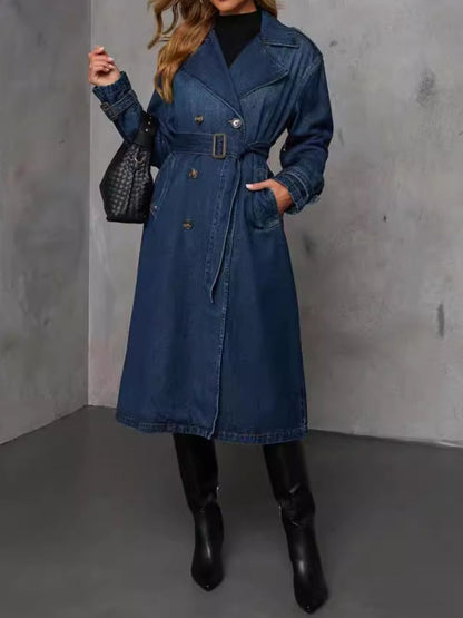 Stacey B's Button Up Long Sleeve Longline Denim Jacket